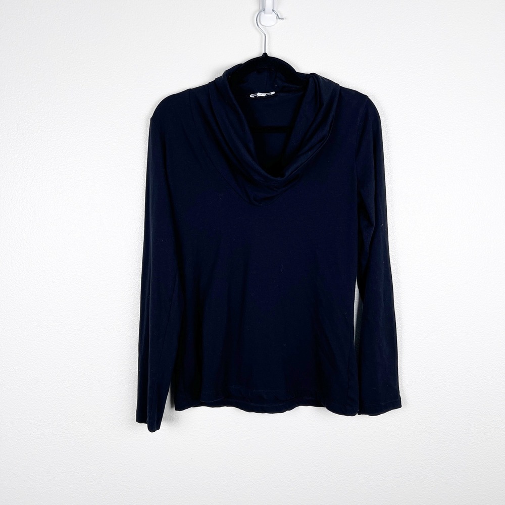 James Perse Womens Black Long Sleeve Cowl Neck Top Size 3 L